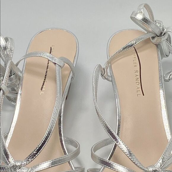 LOEFFLER RANDALL Libby Ankle-Wrap Metallic Leather Sandals size 11 - Picture 5 of 12